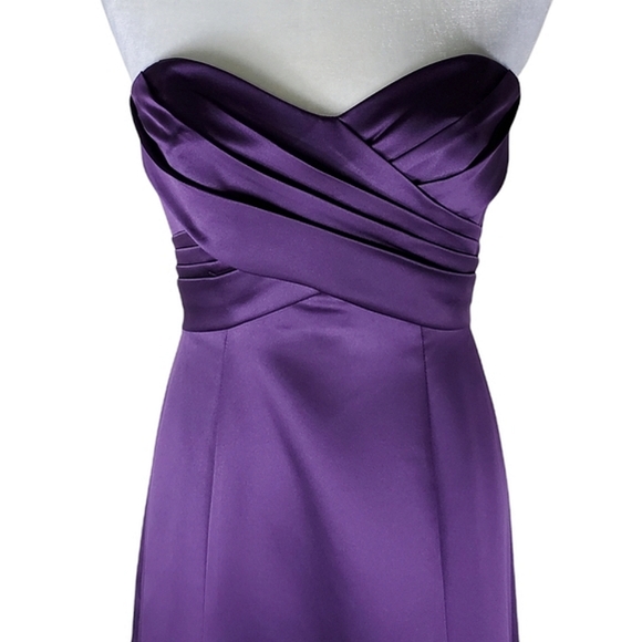 Alfred Angelo Purple High-Low Strapless Formal Gown - Picture 2 of 5